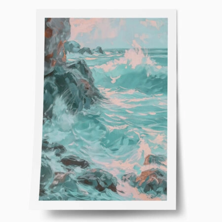 Poster VINTAGE PASTEL COASTAL WAVES 4 - Vintage Posters