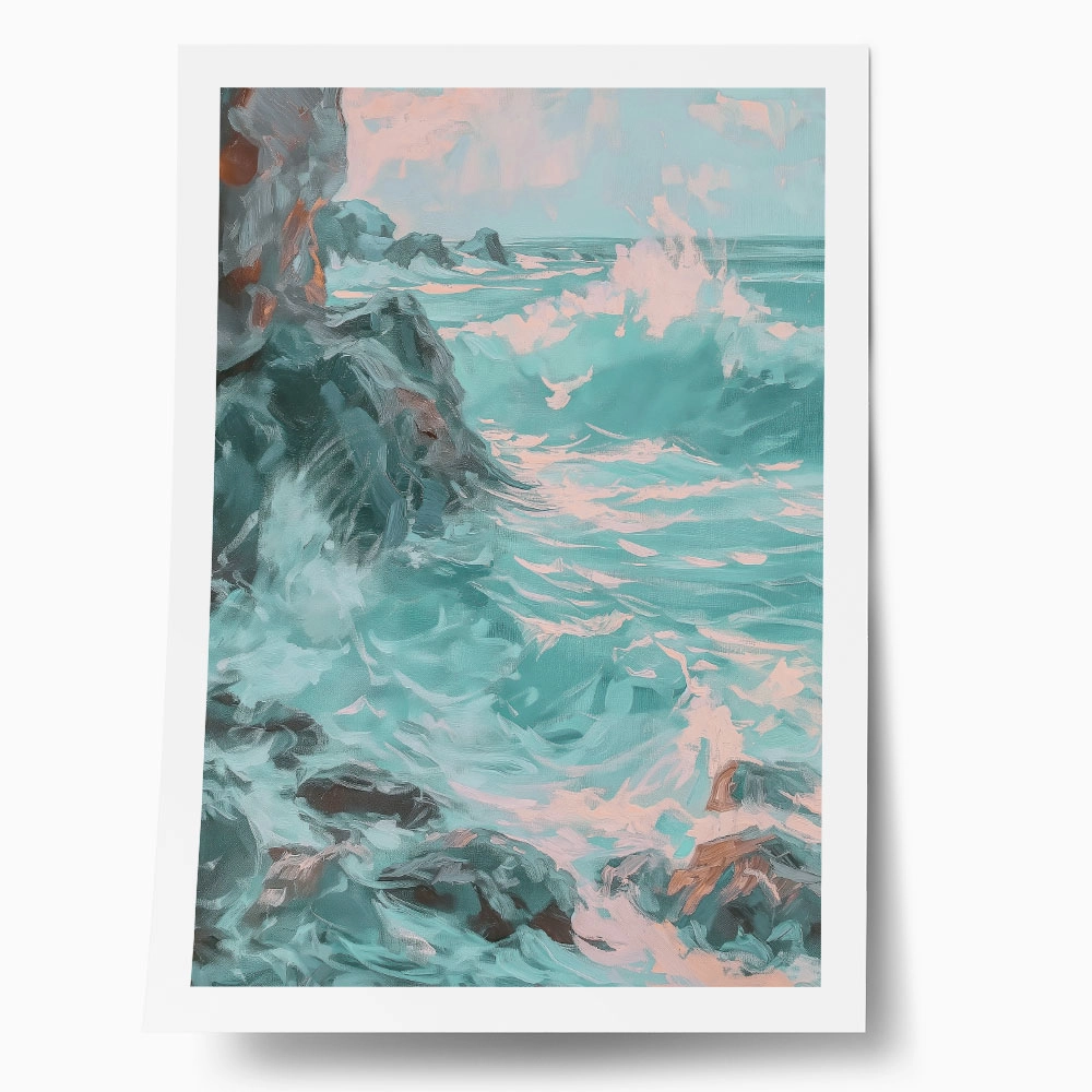 Poster VINTAGE PASTEL COASTAL WAVES 4