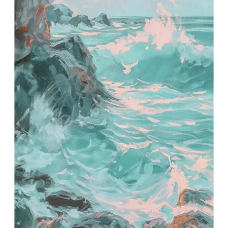Poster VINTAGE PASTEL COASTAL WAVES 4 - Vintage Posters Sticky 2