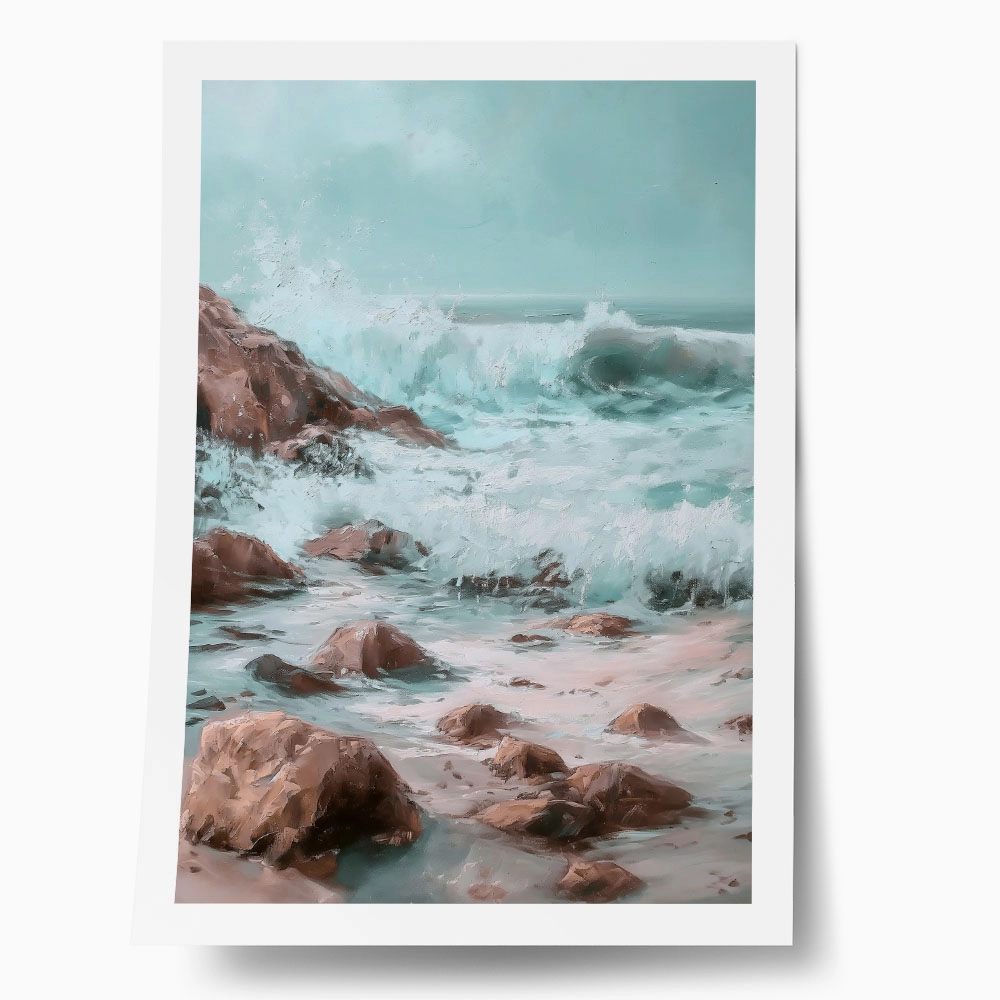 Poster VINTAGE PASTEL COASTAL WAVES 5