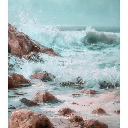 Poster VINTAGE PASTEL COASTAL WAVES 5 - Vintage Posters Sticky 2