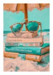 Poster VINTAGE PASTEL COASTAL WAVES BEACH BOOKS 3