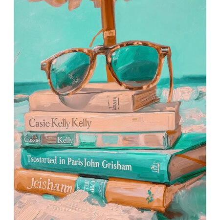 Poster VINTAGE PASTEL COASTAL WAVES BEACH BOOKS 3 - Vintage Posters Sticky 2