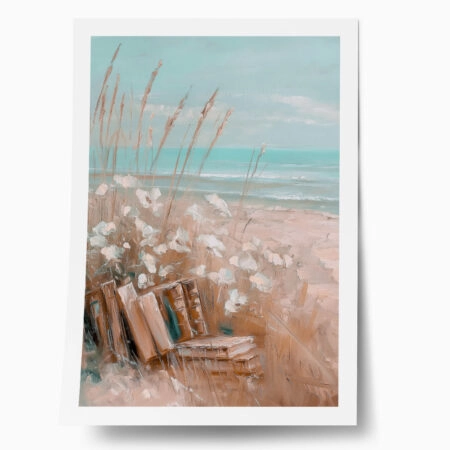 Poster VINTAGE PASTEL COASTAL WAVES BEACH BOOKS 4 - Vintage Posters
