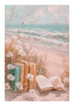 Poster VINTAGE PASTEL COASTAL WAVES BEACH BOOKS 5
