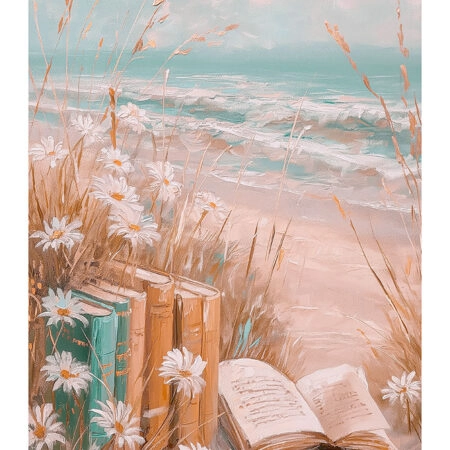 Poster VINTAGE PASTEL COASTAL WAVES BEACH BOOKS 5 - Vintage Posters Sticky 2