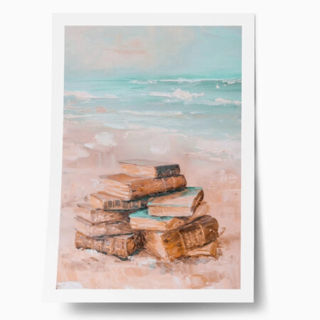 Poster VINTAGE PASTEL COASTAL WAVES BEACH BOOKS - Vintage Posters