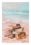 Poster VINTAGE PASTEL COASTAL WAVES BEACH BOOKS