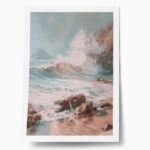 Poster VINTAGE PASTEL COASTAL WAVES