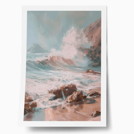 Poster VINTAGE PASTEL COASTAL WAVES - Vintage Posters