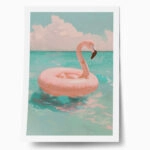 Poster VINTAGE PASTEL FLAMINGO