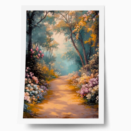 Poster VINTAGE PASTEL FOREST PATH - Vintage Posters