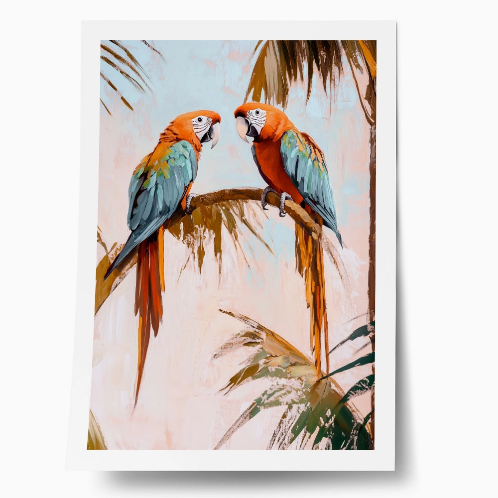 Poster VINTAGE PASTEL PARROTS 2