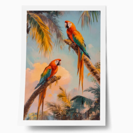 Poster VINTAGE PASTEL PARROTS - Vintage Posters