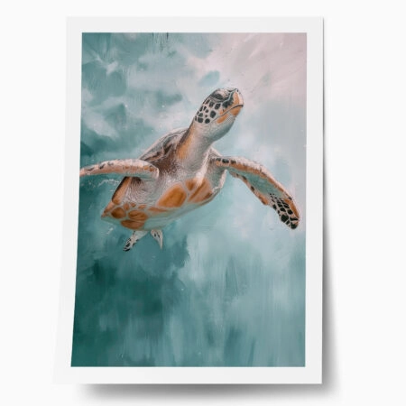 Poster VINTAGE PASTEL SEA TURTLE 2 - Vintage Posters