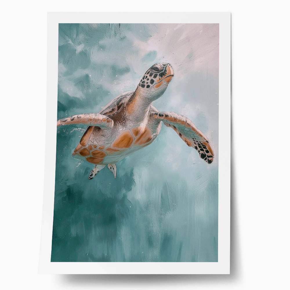 Poster VINTAGE PASTEL SEA TURTLE 2