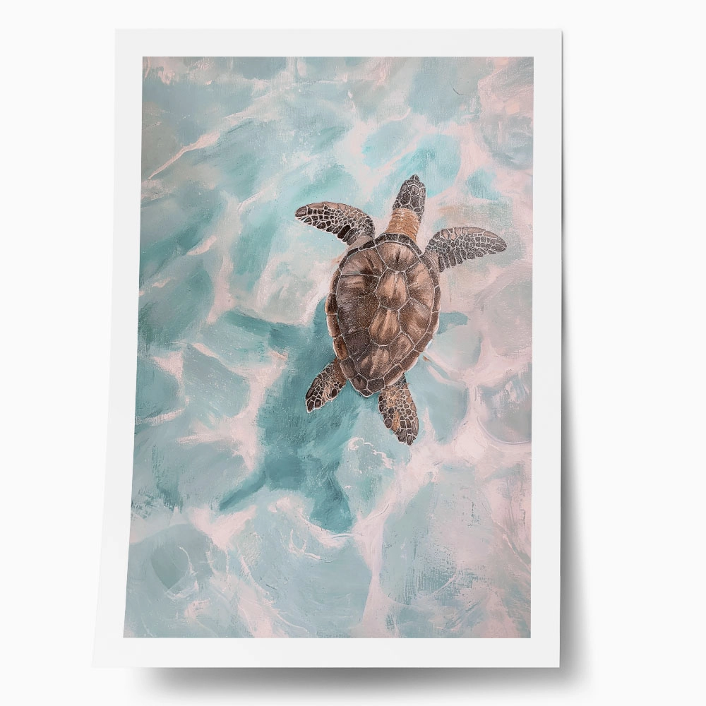 Poster VINTAGE PASTEL SEA TURTLE