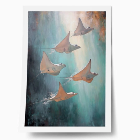 Poster VINTAGE PASTEL STINGRAYS 2 - Vintage Posters
