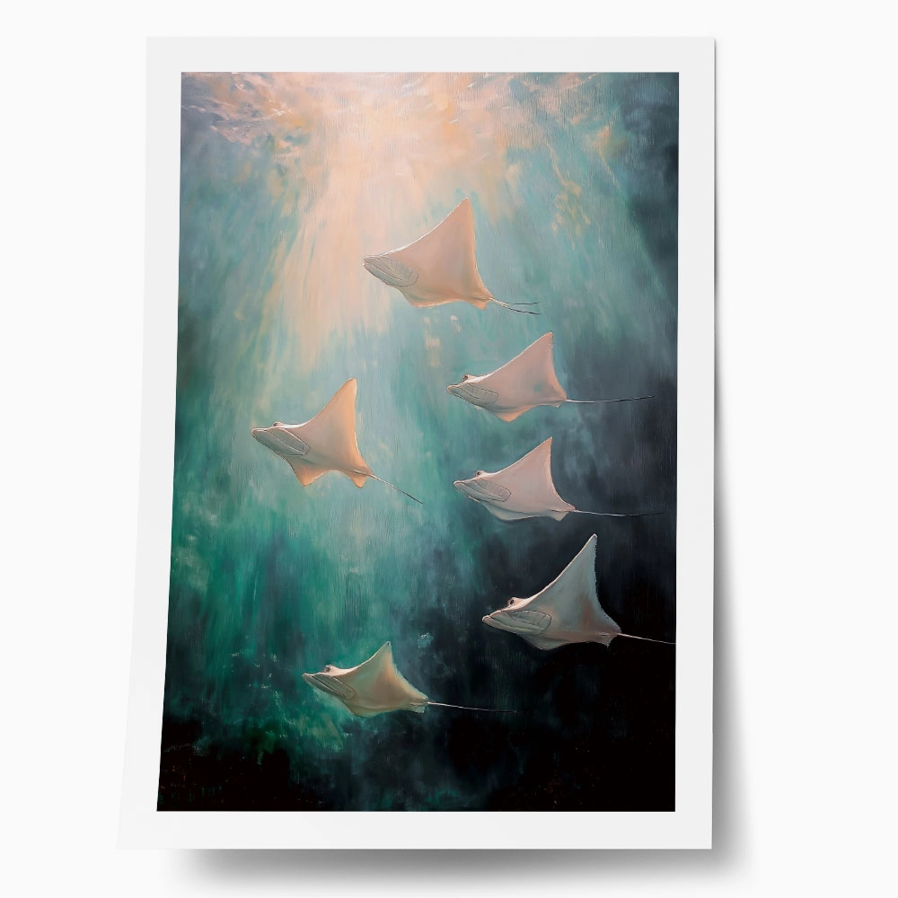 Poster VINTAGE PASTEL STINGRAYS