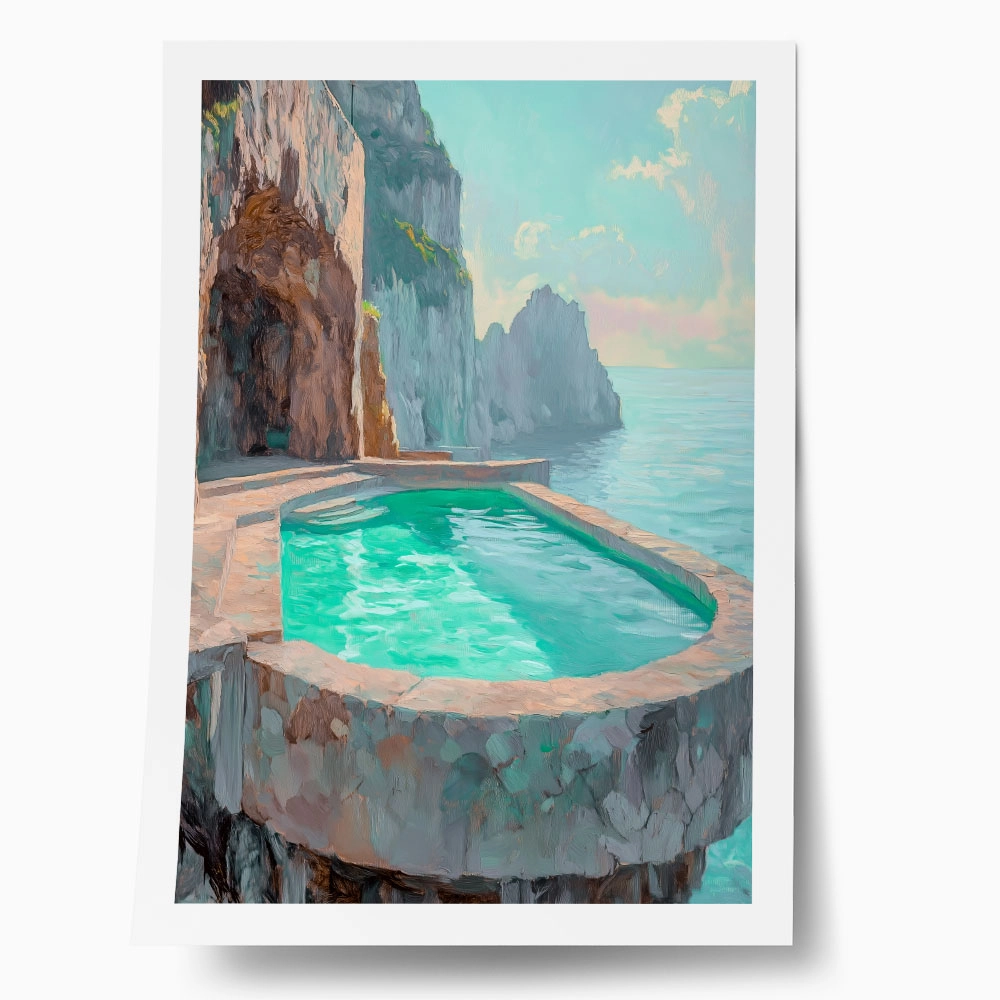 Poster VINTAGE PASTEL SWIMMING POOL