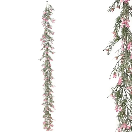 ΓΙΡΛΑΝΤΑ ΠΡΑΣΙΝΑΔΑΣ ME ΡΟΖ ΑΝΘΑΚΙΑ - Υ180cm 3/36ΚΙΒ - Κασπω