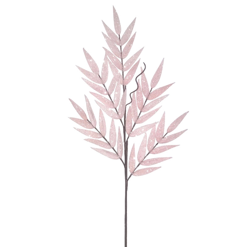 ΚΛΑΔΙ FOAM ΡΟΖ ΦΥΛΛΑ ΔΑΦΝΗΣ ΜΕ ΓΚΛΙΤΕΡ - Υ130cm 12/120ΚΙΒ