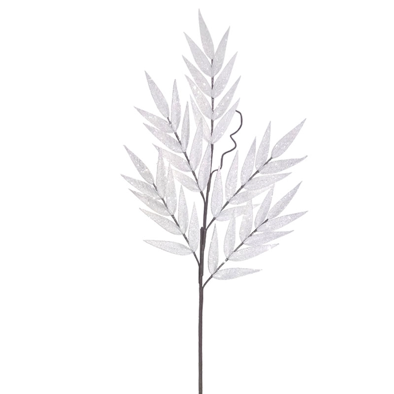 ΚΛΑΔΙ FOAM ΛΕΥΚΟ ΦΥΛΛΑ ΔΑΦΝΗΣ ΜΕ ΓΚΛΙΤΕΡ - Υ130cm 12/120ΚΙΒ