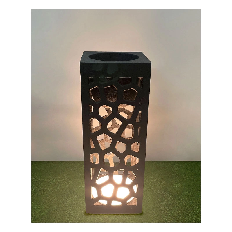 FIBERCLAY ΚΑΣΠΩ ΜΑΥΡΟ ΜΕ ΦΩΣ LED ΤΡΥΠΗΤΟ ΤΕΤΡΑΓΩΝΟ/ΟΡΘΟΓΩΝΙΟ - 30x30x80cm 1/ΚΙΒ