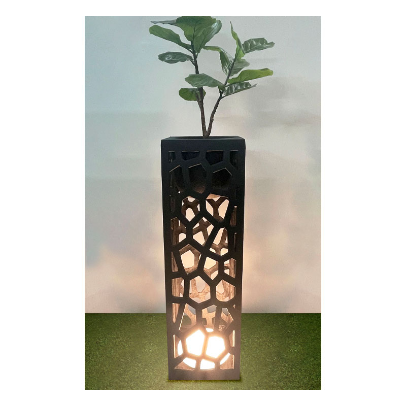 FIBERCLAY ΚΑΣΠΩ ΜΑΥΡΟ ΜΕ ΦΩΣ LED ΤΡΥΠΗΤΟ ΤΕΤΡΑΓΩΝΟ/ΟΡΘΟΓΩΝΙΟ - 36x36x120cm 1/ΚΙΒ