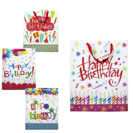 ΧΑΡΤΙΝΗ ΣΑΚΟΥΛΑ HAPPY BIRTHDAY (4 ΣΧΕΔΙΑ) 32x26x9cm 12/ΣΑΚ - Κασπω