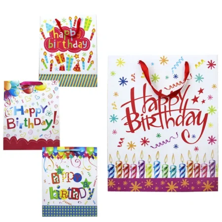 ΧΑΡΤΙΝΗ ΣΑΚΟΥΛΑ HAPPY BIRTHDAY (4 ΣΧΕΔΙΑ) 39x30x10cm 12/ΣΑΚ - Κασπω