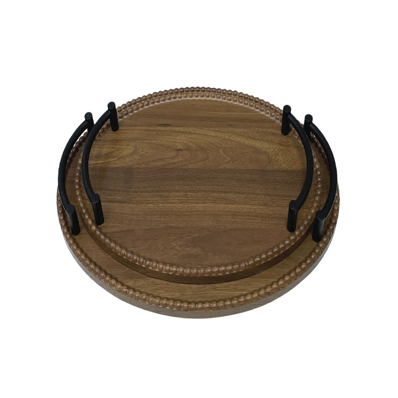 ΔΙΣΚΟI MDF SET/2 ΣΤΡΟΓΓΥΛΟΣ ΚΑΦΕ/ΜΑΥΡΟ ΜΕ ΜΕΤΑΛΛΙΚΑ ΧΕΡΟΥΛΙΑ - L:Φ35, S:Φ30cm 12/KIB