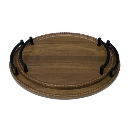 ΔΙΣΚΟI MDF SET/2 ΟΒΑΛ ΚΑΦΕ/ΜΑΥΡΟ ΜΕ ΜΕΤΑΛΛΙΚΑ ΧΕΡΟΥΛΙΑ - L:39.5x29.5, S:34x24cm 48/KIB - Κασπω Sticky 1