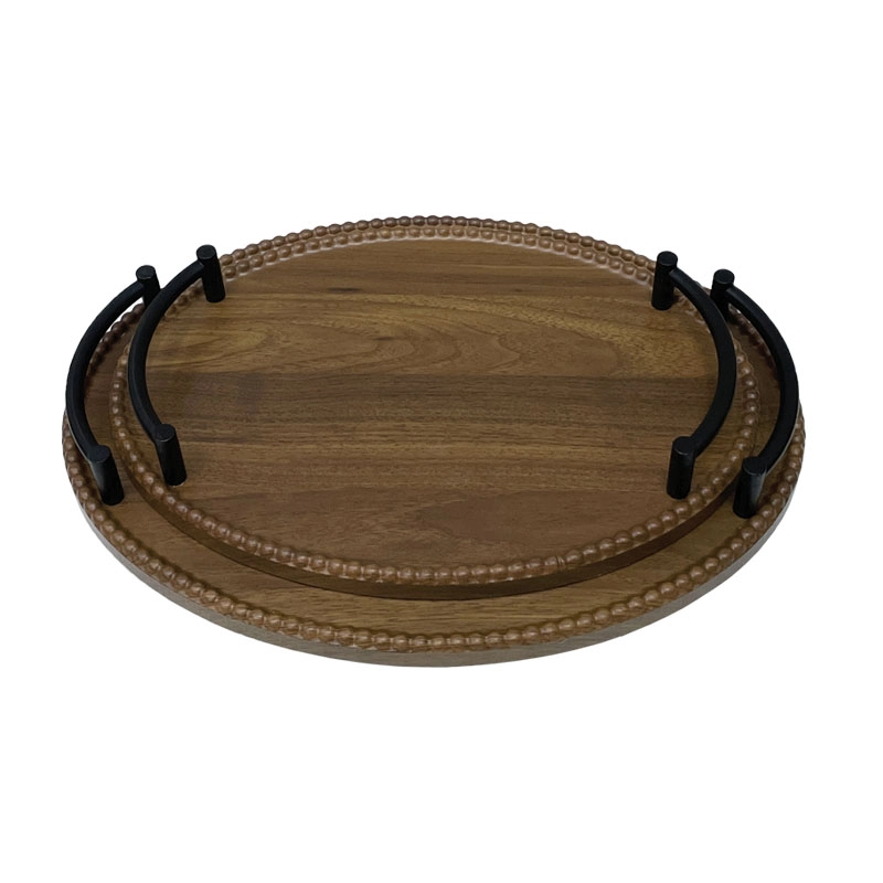 ΔΙΣΚΟI MDF SET/2 ΟΒΑΛ ΚΑΦΕ/ΜΑΥΡΟ ΜΕ ΜΕΤΑΛΛΙΚΑ ΧΕΡΟΥΛΙΑ - L:39.5x29.5, S:34x24cm 48/KIB