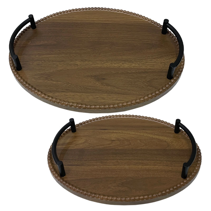 ΔΙΣΚΟI MDF SET/2 ΟΒΑΛ ΚΑΦΕ/ΜΑΥΡΟ ΜΕ ΜΕΤΑΛΛΙΚΑ ΧΕΡΟΥΛΙΑ - L:39.5x29.5, S:34x24cm 48/KIB
