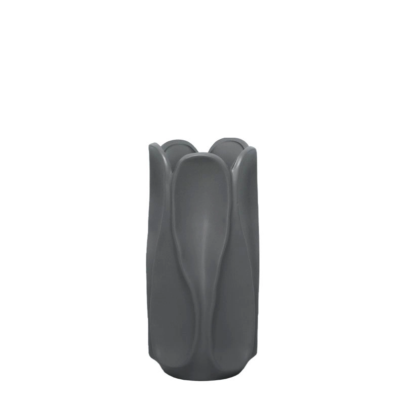 ΒΑΖΟ ΣΚΟΥΡΟ ΓΚΡΙ ΚΕΡΑΜΙΚΟ ΜΕ ΠΤΥΧΩΣΕΙΣ - 14.7x30cm 1/12ΚΙΒ
