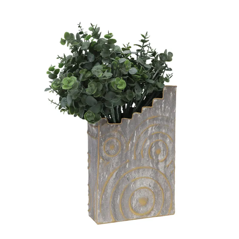 ΜΕΤΑΛΛΙΚΟ ΒΑΖΟ ΧΡΥΣΟ/ΓΚΡΙ ΚΥΚΛΟΙ - 22.2x34.3x8.3cm 4/KIB