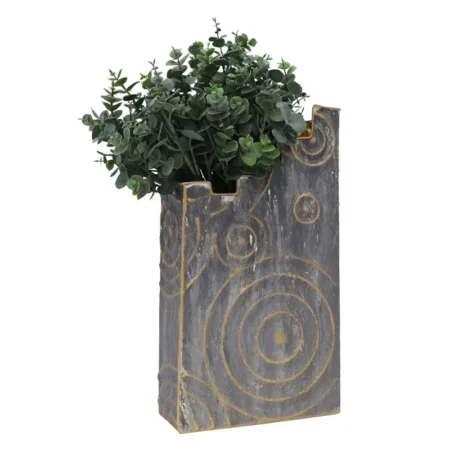 ΜΕΤΑΛΛΙΚΟ ΒΑΖΟ  ΧΡΥΣΟ/ΓΚΡΙ  ΚΥΚΛΟΙ - 24.1x43.8x10.2cm 4/KIB - Κασπω