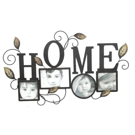 METAΛΛΙΚΟ ΤΟΙΧΟΥ ΜΕ 4 ΦΩΤΟΓΡΑΦΙΕΣ - HOME 60.3x35.6cm 8/ΚΙΒ - Κασπω
