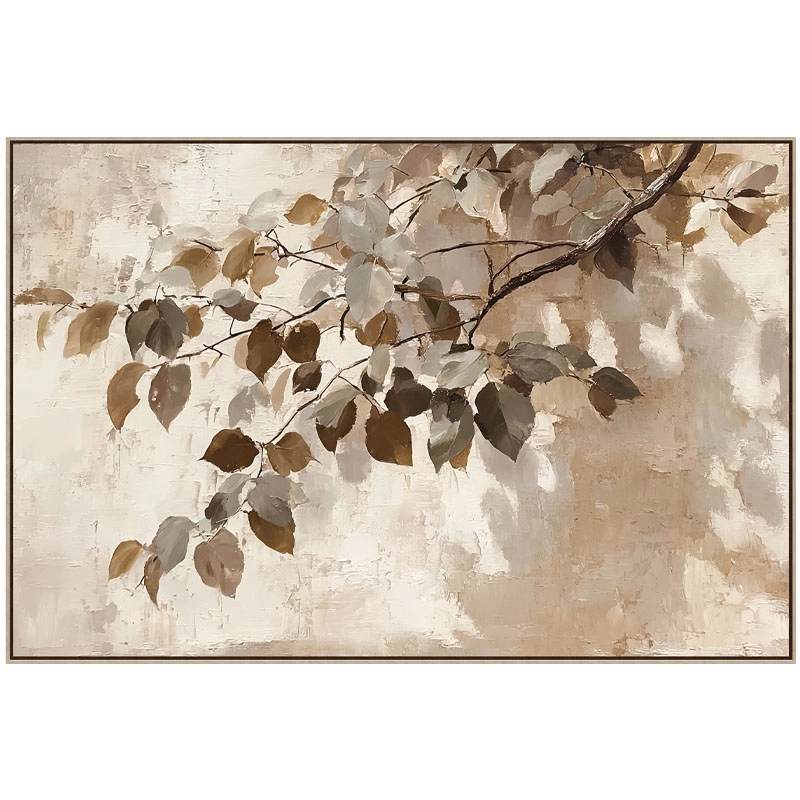 ΠΙΝΑΚΑΣ ΚΑΜΒΑΣ ΚΛΑΔΙ ΜΕ ΦΥΛΛΑ ΣΕ ΦΘΙΝΟΠΩΡΙΝΑ ΧΡΩΜΑΤΑ & ΚΟΡΝΙΖΑ - 122.5x82.5x3.5cm 4/ΚΙΒ