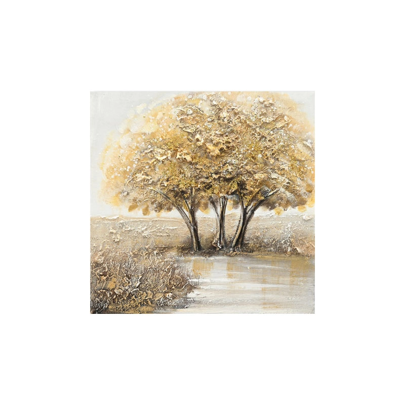 ΠΙΝΑΚΑΣ ΚΑΜΒΑΣ ΜΕ 3 ΧΡΥΣΑ ΔΕΝΤΡΑ ΕΝΩΜΕΝΑ - 40x40cm 18/KIB