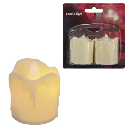 ΚΕΡΙ LED ΜΠΑΤΑΡΙΑΣ ΣΕΤ/2 EΚΡΟΥ - Φ4.2x3.6cm - Κασπω