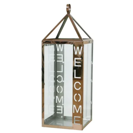 ΔΙΑΚΟΣΜΗΤΙΚΟ ΦΑΝΑΡΙ ΜΠΡΟΝΖΕ WELCOME - 22.2x22.2x64.5cm - Κασπω
