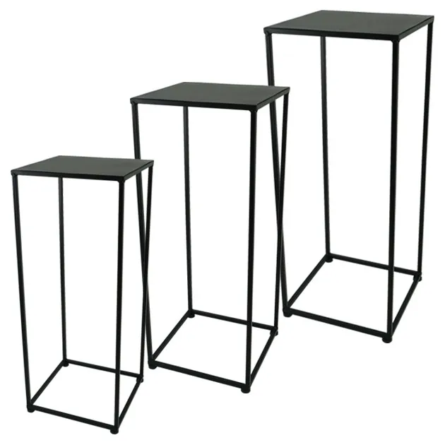 ΜΕΤΑΛΛΙΚΟ ΣΤΑΝΤ ΣΕΤ X3 - ΜΑΥΡΟ 29x29x70, 26x26x65, 22x22x60cm