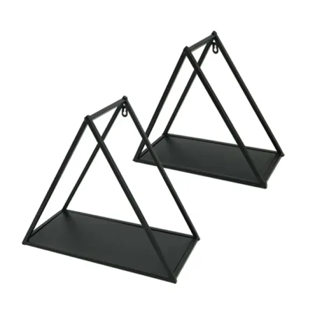 ΜΕΤΑΛΛΙΚΑ ΡΑΦΙΑ TOIXOY ΤΡΙΓΩΝA ΣΕΤ X2 - ΜΑΥΡΟ L:41x20x36 S:35x16x22cm - Κασπω