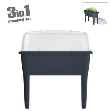 ΘΕΡΜΟΚΗΠΙΟ ΜΕ ΠΟΔΙΑ (3 ΣΕ 1) ΑΝΘΡΑΚΙ RESPANA PLANTER 77x58x96.3cm 1/3ΚΙΒ - Κασπω
