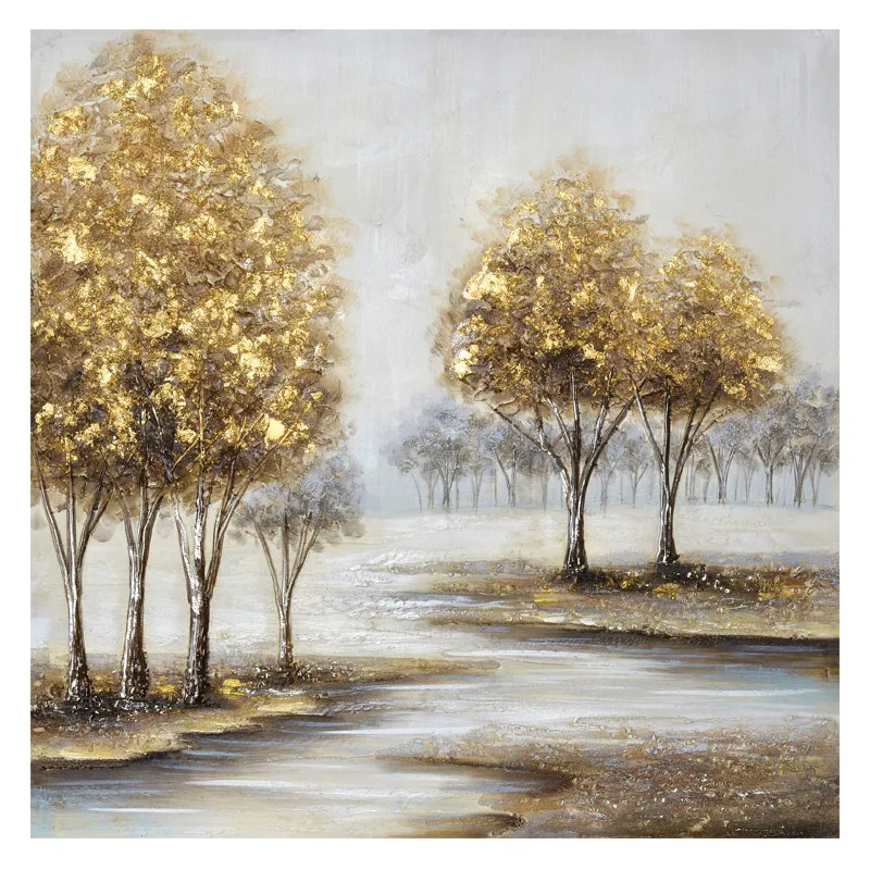 ΠΙΝΑΚΑΣ ΚΑΜΒΑΣ ΔΕΝΤΡΑ ΧΡΥΣΑ ΣΕ ΠΟΤΑΜΙ - 80x80cm 6/KIB