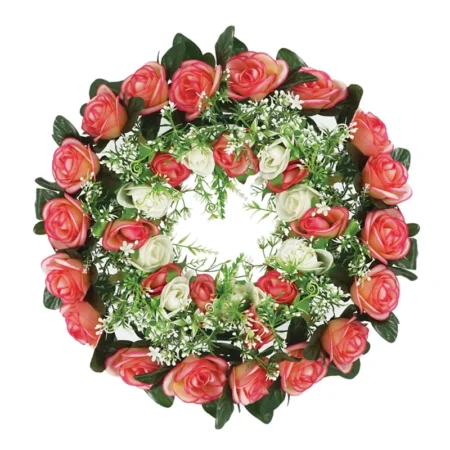ΣΤΕΦΑΝΙ ΕΚΡΟΥ/ΡΟΖ ΤΡΙΑΝΤΑΦΥΛΛΑ Φ45cm 1/16KIB - Κασπω