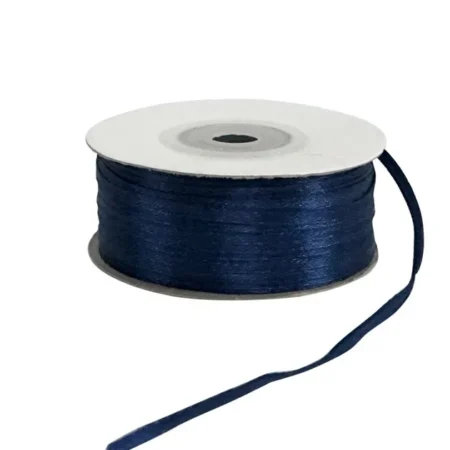 ΜΠΛΕ NAVY ΚΟΡΔΕΛΑ ΣΑΤΕΝ 100yd ΔΙΠΛΗΣ ΟΨΕΩΣ ΠΛΑΤΟΣ 3mm - Κασπω