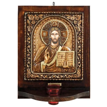 ΕΙΚΟΝΟΣΤΑΣΙ ME ΓΥΑΛΙ (3238) ΧΡΙΣΤΟΣ ΕΥΛΟΓΩΝ - 32x41cm - Κασπω